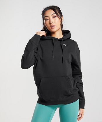 Dámské Mikiny S Kapucí Gymshark Tréninková Oversized Černé | CZ 3577WNB